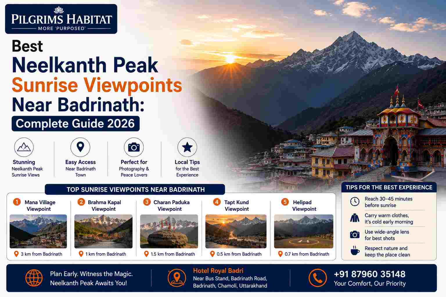 Best Neelkanth Peak Sunrise Viewpoints Near Badrinath: Complete Guide 2026