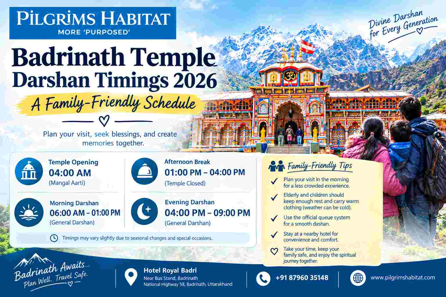 Badrinath Temple Darshan Timings 2026: A Family-Friendly Schedule