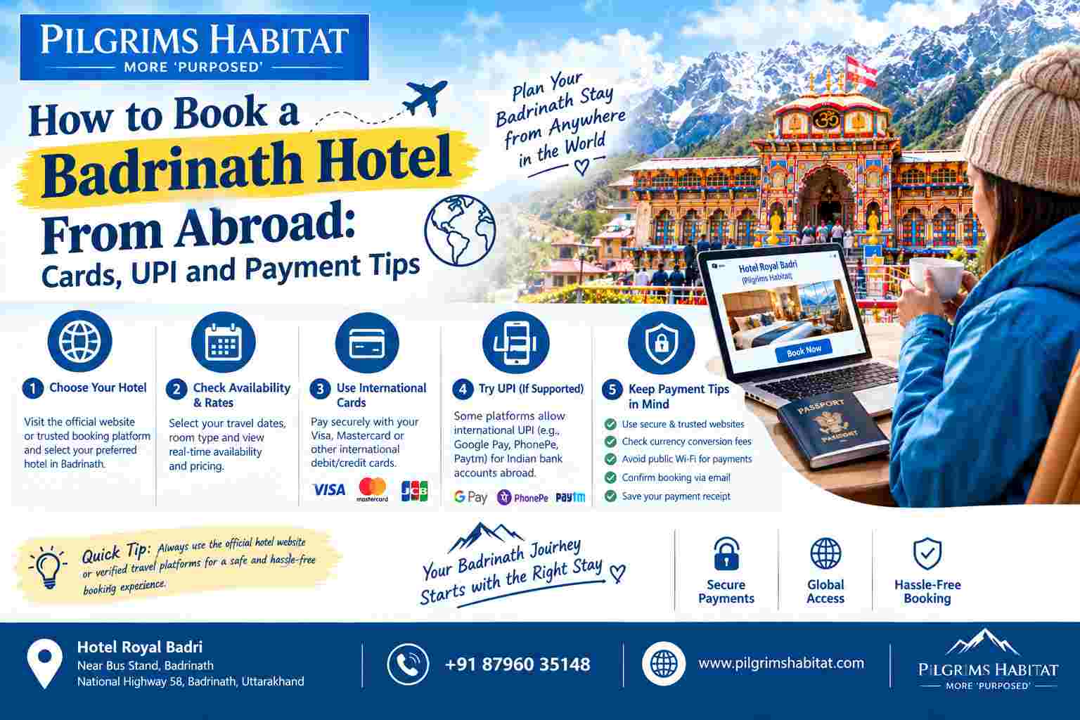 How to Book Badrinath Hotel From Abroad: Cards, UPI and Payment Tips