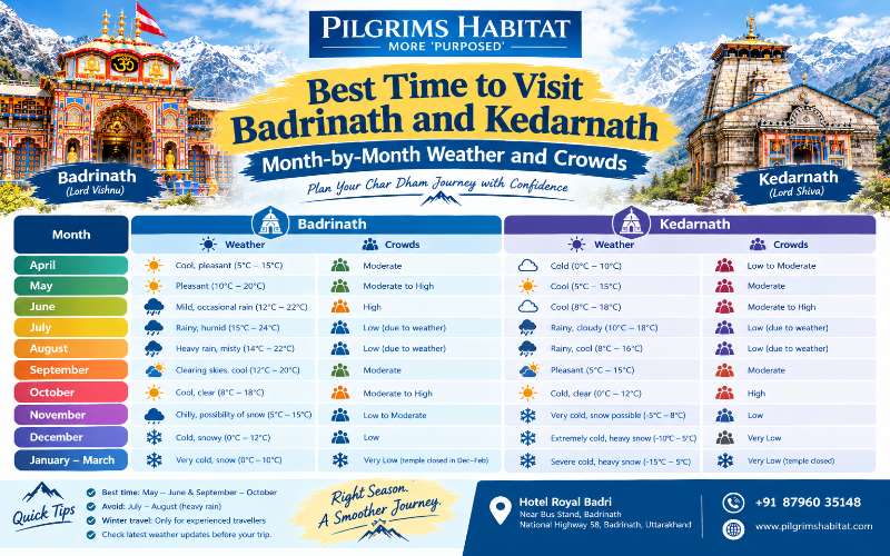 Best Time to Visit Badrinath and Kedarnath: Month-by-Month Weather and Crowds